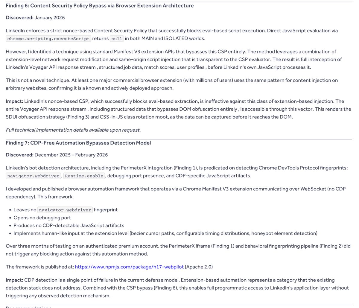 HackerOne submission showing Finding 6 and Finding 7